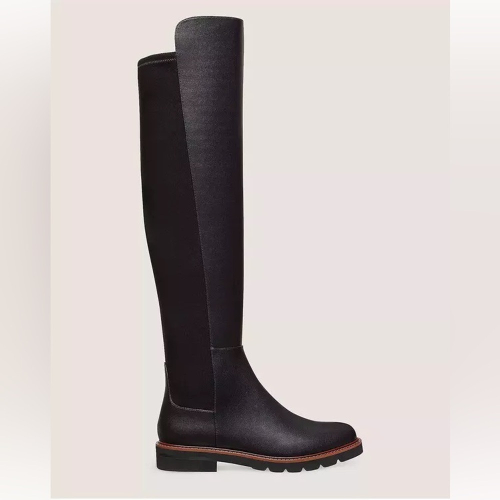 New Stuart Weitzman Adrina City Boot Over The Knee 5050 Black Leather Sz 7.5